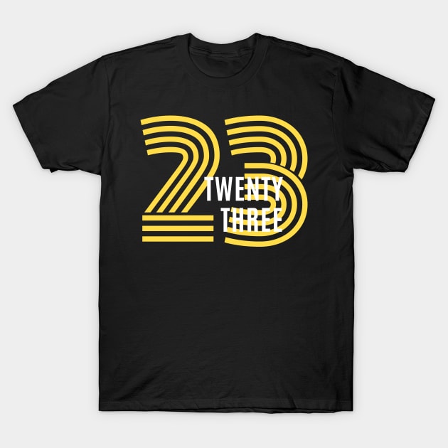 2023. Simple Typography Black And Gold 2023 Design T-Shirt by That Cheeky Tee
